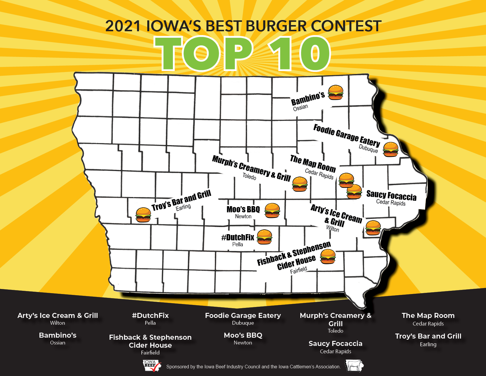 Top 10 Announced for Iowa's Best Burger Contest