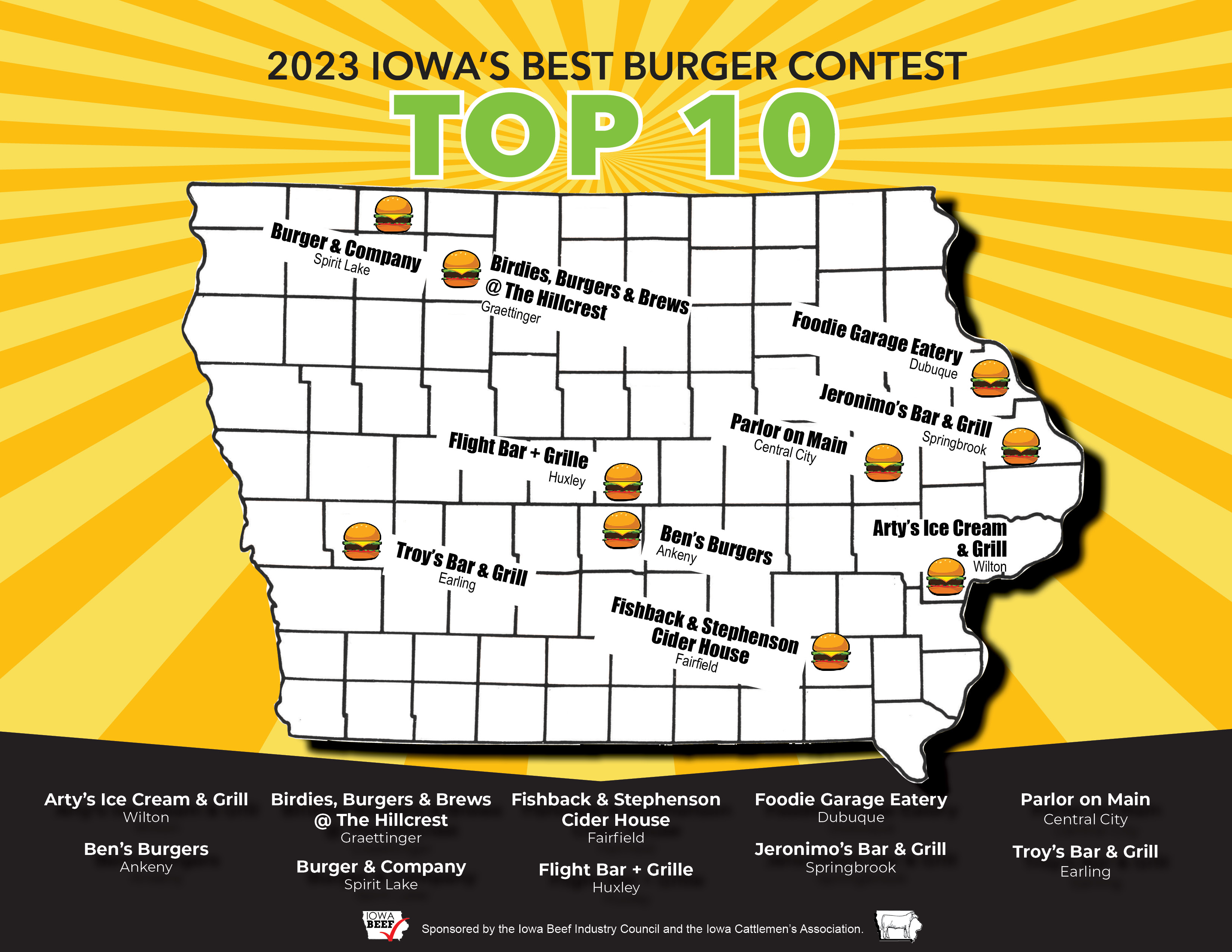 Top 10 Announced for Iowa’s Best Burger Contest